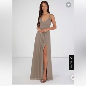 Azazie Farren A-Line Convertible Long Chiffon Bridesmaid Dress Taupe